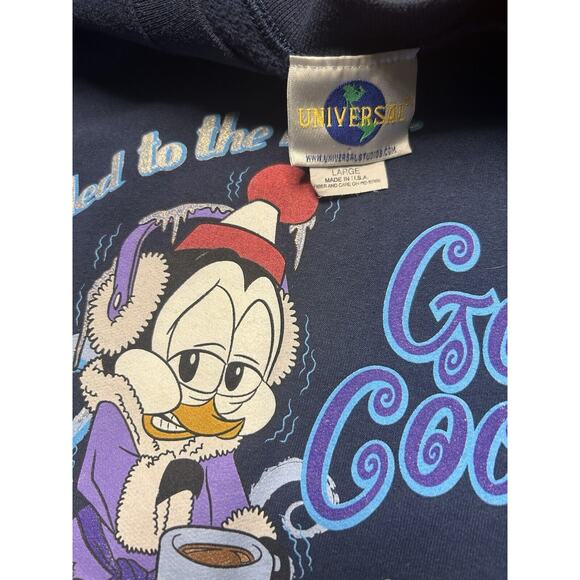 VTG 90s Universal Studios Chilly Willy Got Coco Crewneck Sweatshirt Size L Navy - Picture 3 of 11
